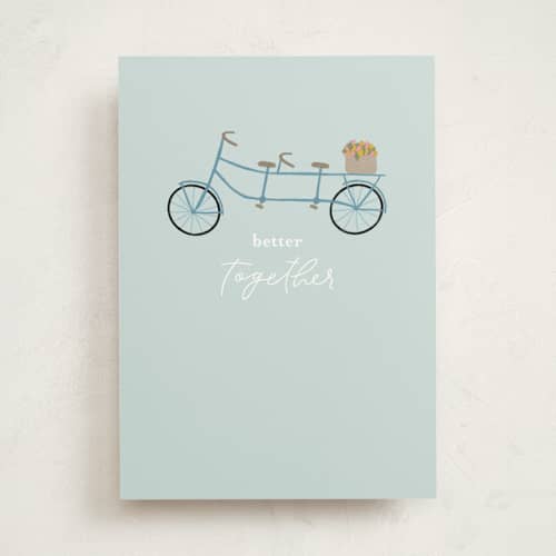 This is a robin's egg tbd with standard by taylorVdesign called better together printing on signature in greeting cards
