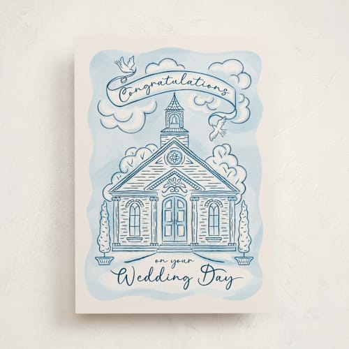 This is a sky tbd with standard by Paper Sun Studio called white chapel wedding printing on signature in greeting cards