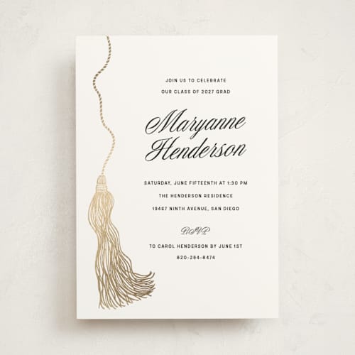 This is a cloud graduation invitations with foil pressed by Ashlee Townsend called tassel printing on signature in standard