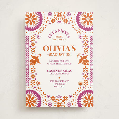 This is a gumdrop graduation invitations with standard by Eva Tadros called let's fiesta printing on signature in standard
