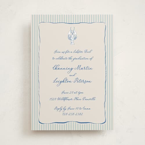 This is a marine graduation invitations with standard by Lucrecia Caporale called easide serenade printing on signature in standard