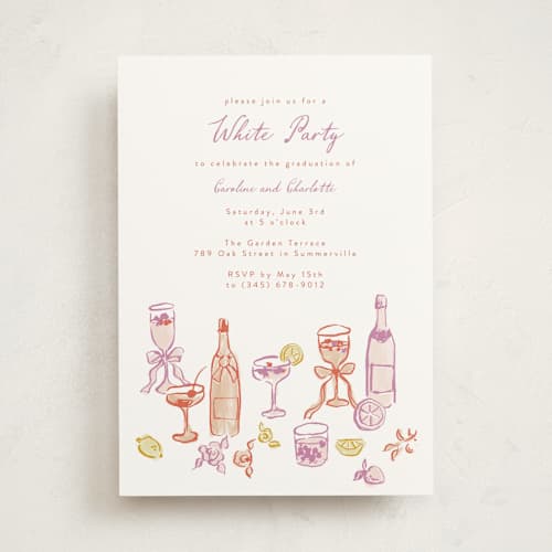 This is a orchid graduation invitations with standard by Cass Loh called cocktails and laughter printing on signature in standard