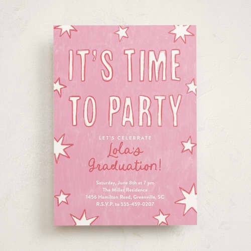 This is a cotton candy graduation invitations with standard by Kercia Jane called starry celebration printing on signature in standard