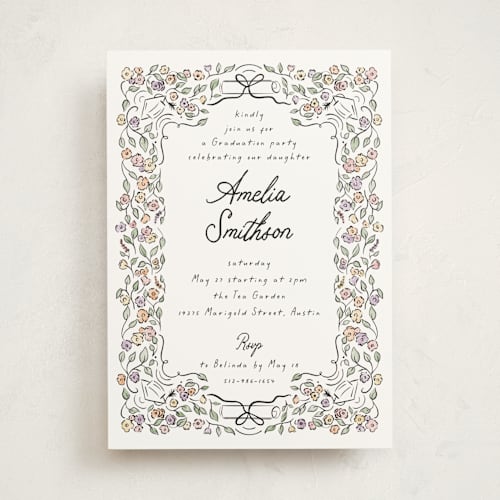 This is a peony graduation invitations with standard by Ashlee Townsend called garden grad printing on signature in standard