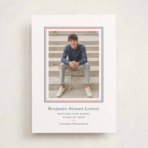 This is a navy graduation announcements with standard by Megan Davis called study printing on recycled in photo_mount