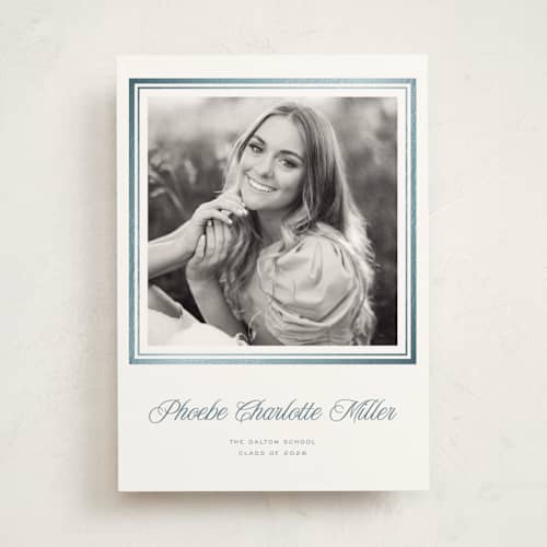 This is a winterberry graduation announcements with foil pressed by Blustery August called lauren printing on recycled in photo_mount