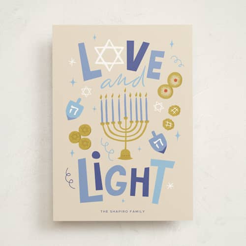 This is a waterfall hanukkah cards with standard by Vera Lim called hanukkah light printing on signature in standard