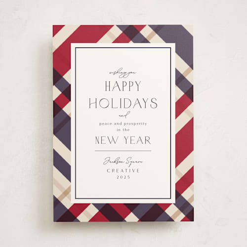 This is a marine business holiday cards with standard by Chris Griffith called plaid suit holiday printing on signature in standard