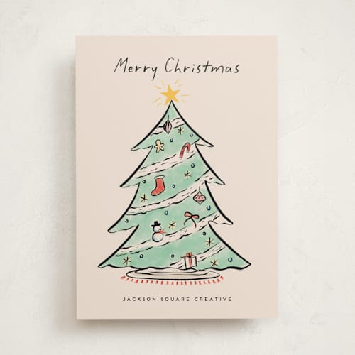 This is a eggshell business holiday cards with standard by chocomocacino called jordgubbstårta printing on signature in standard