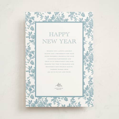This is a frost business holiday cards with standard by Jenna Holcomb called holiday toile printing on signature in standard