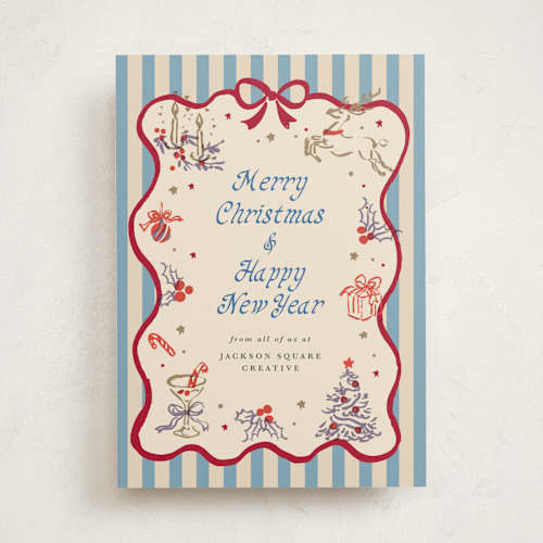 This is a frosted berry business holiday cards with standard by Cass Loh called season’s embrace printing on signature in standard