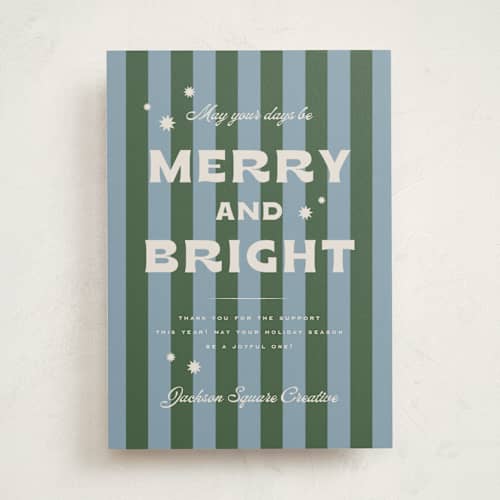 This is a juniper business holiday cards with standard by Wildfield Paper Co called retro printing on signature in standard