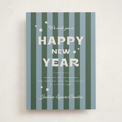 This is a juniper business holiday cards with standard by Wildfield Paper Co called retro printing on signature in standard