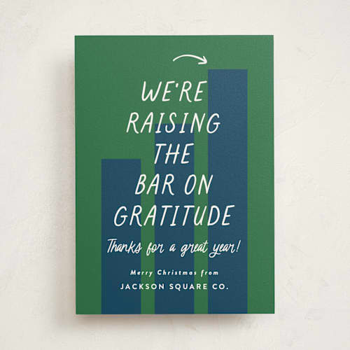 This is a winter business holiday cards with standard by Louise Kay called raising the bar printing on signature in standard