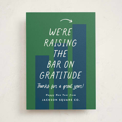 This is a winter business holiday cards with standard by Louise Kay called raising the bar printing on signature in standard