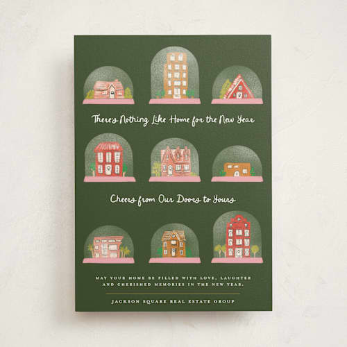 This is a pine business holiday cards with standard by Jenna Holcomb called homes for the holidays printing on signature in standard