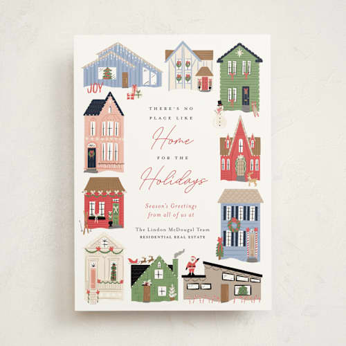 This is a candy business holiday cards with standard by Erin German called no place like home printing on signature in standard