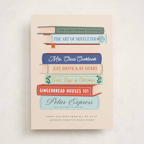 This is a blush business holiday cards with standard by Sherley Ferreira called tales and stories printing on signature in standard