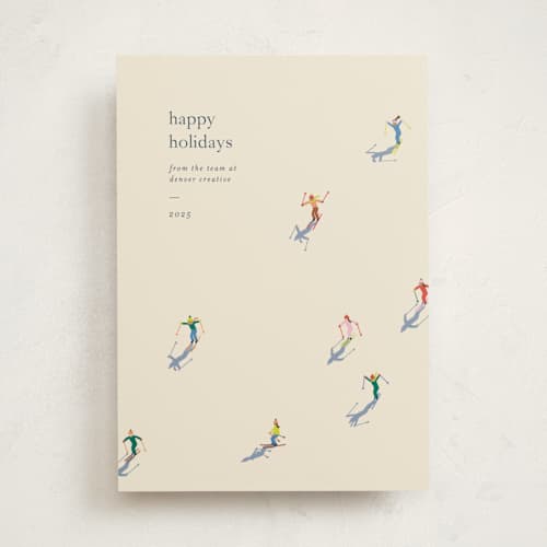 This is a cream business holiday cards with standard by Ellen Schlegelmilch called slope printing on signature in standard