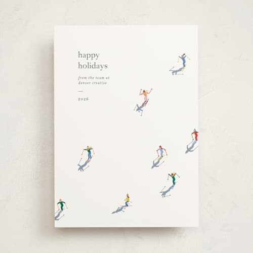 This is a snow business holiday cards with standard by Ellen Schlegelmilch called slope printing on signature in standard