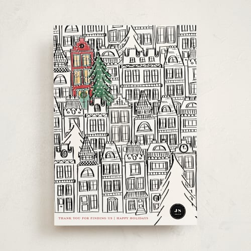 This is a ink business holiday cards with standard by Caroline Harberd called find us buildings printing on signature in standard