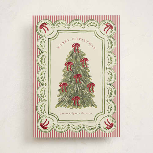 This is a berry business holiday cards with standard by Chris Griffith called holiday bow tree printing on signature in standard