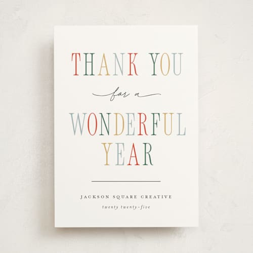 This is a snow business holiday cards with standard by Pixel and Hank called wonderful year printing on signature in standard