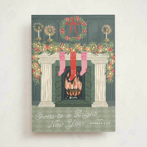 This is a forest business holiday cards with standard by Jackie Crawford called holiday hearth printing on signature in standard