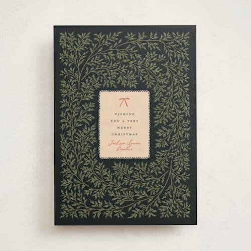 This is a charcoal business holiday cards with standard by Leah Bisch called mini bow printing on signature in standard