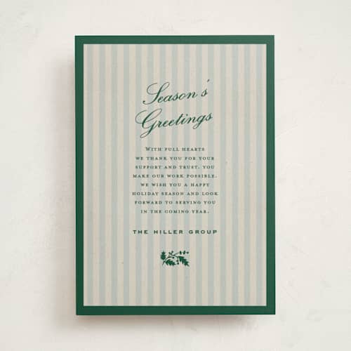 This is a spruce business holiday cards with standard by Amy Kross called hollyhock printing on signature in standard