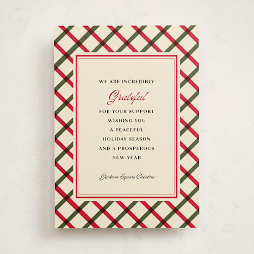 This is a pomegranate business holiday cards with standard by chocomocacino called springerle printing on signature in standard