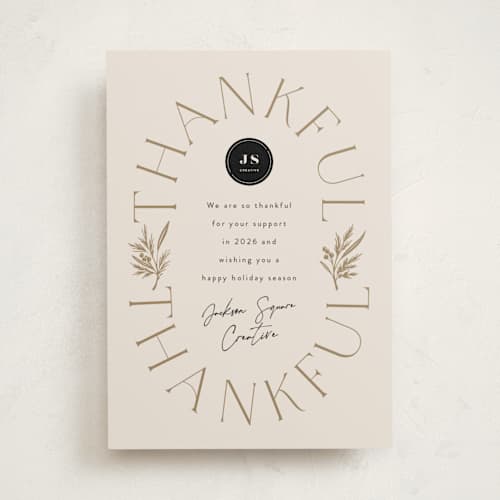 This is a eggnog business holiday cards with standard by Leah Bisch called thankful for you printing on signature in standard