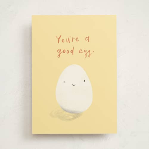 This is a sunshine tbd with standard by Holly Rose called good egg printing on signature in greeting cards