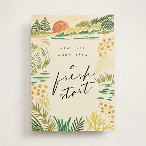 This is a sunshine tbd with standard by Vivian Yiwing called new day printing on signature in greeting cards