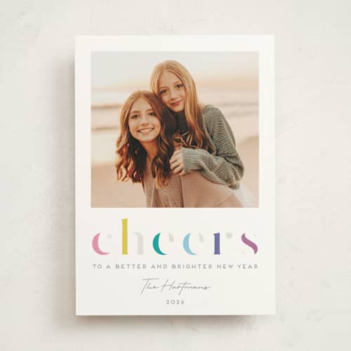 This is a funfetti gloss press holiday cards with gloss press by Lisa McLean called deconstructed cheers printing on signature in standard