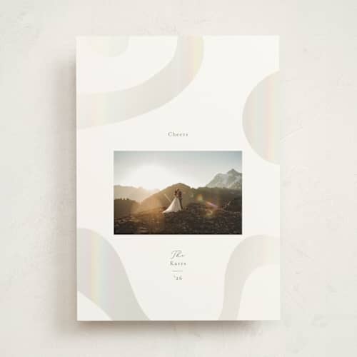 This is a smokey sage gloss press holiday cards with gloss press by Ana Sharpe called shimmer geo printing on signature in standard