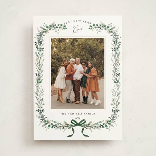 This is a evergreen photo mount holiday cards with standard by Susan Moyal called festive vine printing on recycled in photo_mount