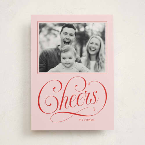 This is a blush photo mount holiday cards with standard by Stacey Day called joyful beauty printing on recycled in photo_mount
