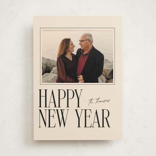 This is a eggnog photo mount holiday cards with standard by Ekko Studio called merry stack printing on recycled in photo_mount