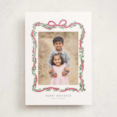 This is a holly berry photo mount holiday cards with standard by Itsy Belle Studio called ribbonly frame printing on recycled in photo_mount