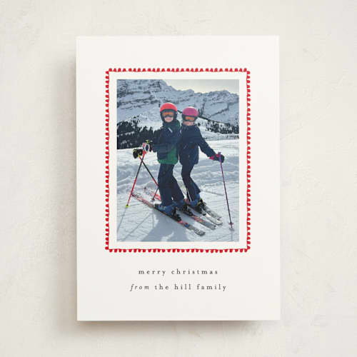 This is a berry photo mount holiday cards with standard by Sara Hicks Malone called hand drawn scallop printing on recycled in photo_mount