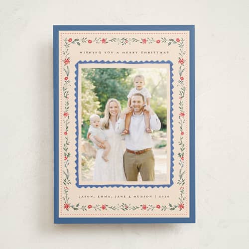 This is a wintermint photo mount holiday cards with standard by Teju Reval called festive embroidery printing on recycled in photo_mount