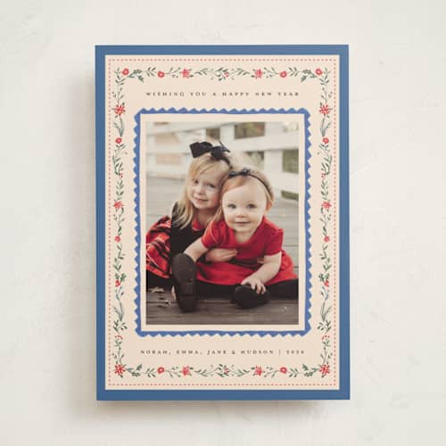 This is a wintermint photo mount holiday cards with standard by Teju Reval called festive embroidery printing on recycled in photo_mount