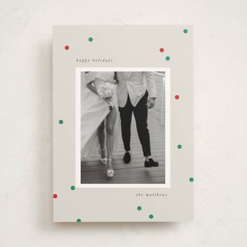 This is a wreath photo mount holiday cards with standard by Lori Wemple called confetti printing on recycled in photo_mount