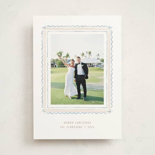 This is a blue jay photo mount holiday cards with standard by Creo Study called hand-drawn ribbon frame printing on recycled in photo_mount