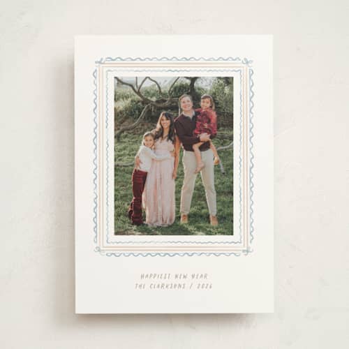 This is a blue jay photo mount holiday cards with standard by Creo Study called hand-drawn ribbon frame printing on recycled in photo_mount