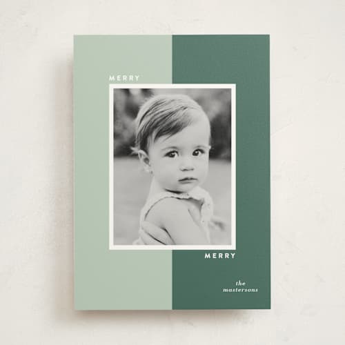 This is a basil photo mount holiday cards with standard by Erin Hodges called retro block printing on recycled in photo_mount