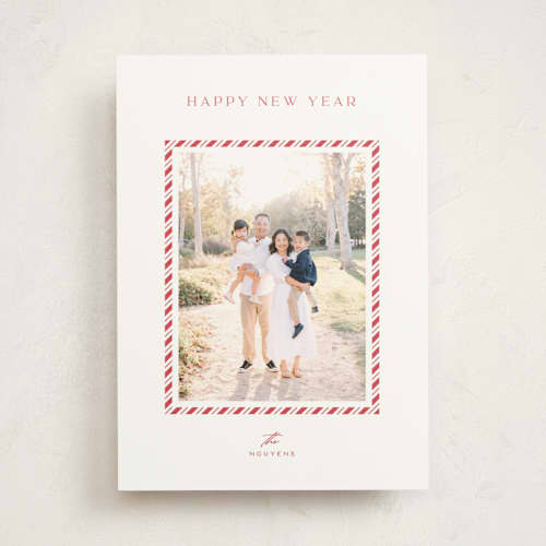 This is a candy cane photo mount holiday cards with standard by Pixel and Hank called candycane printing on recycled in photo_mount