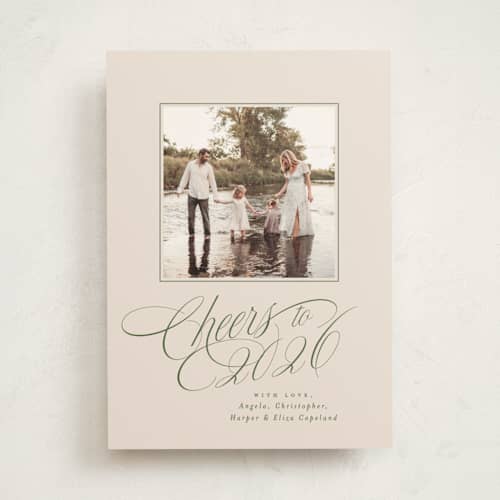 This is a pine needle photo mount holiday cards with standard by Everett Paper Goods called glide printing on recycled in photo_mount
