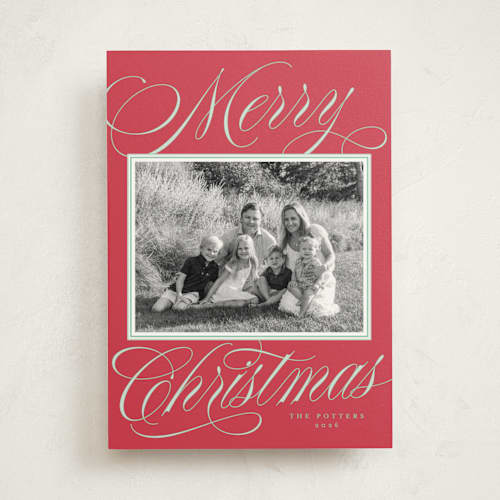 This is a scarlet photo mount holiday cards with standard by Alston Foster called sugarplum printing on recycled in photo_mount